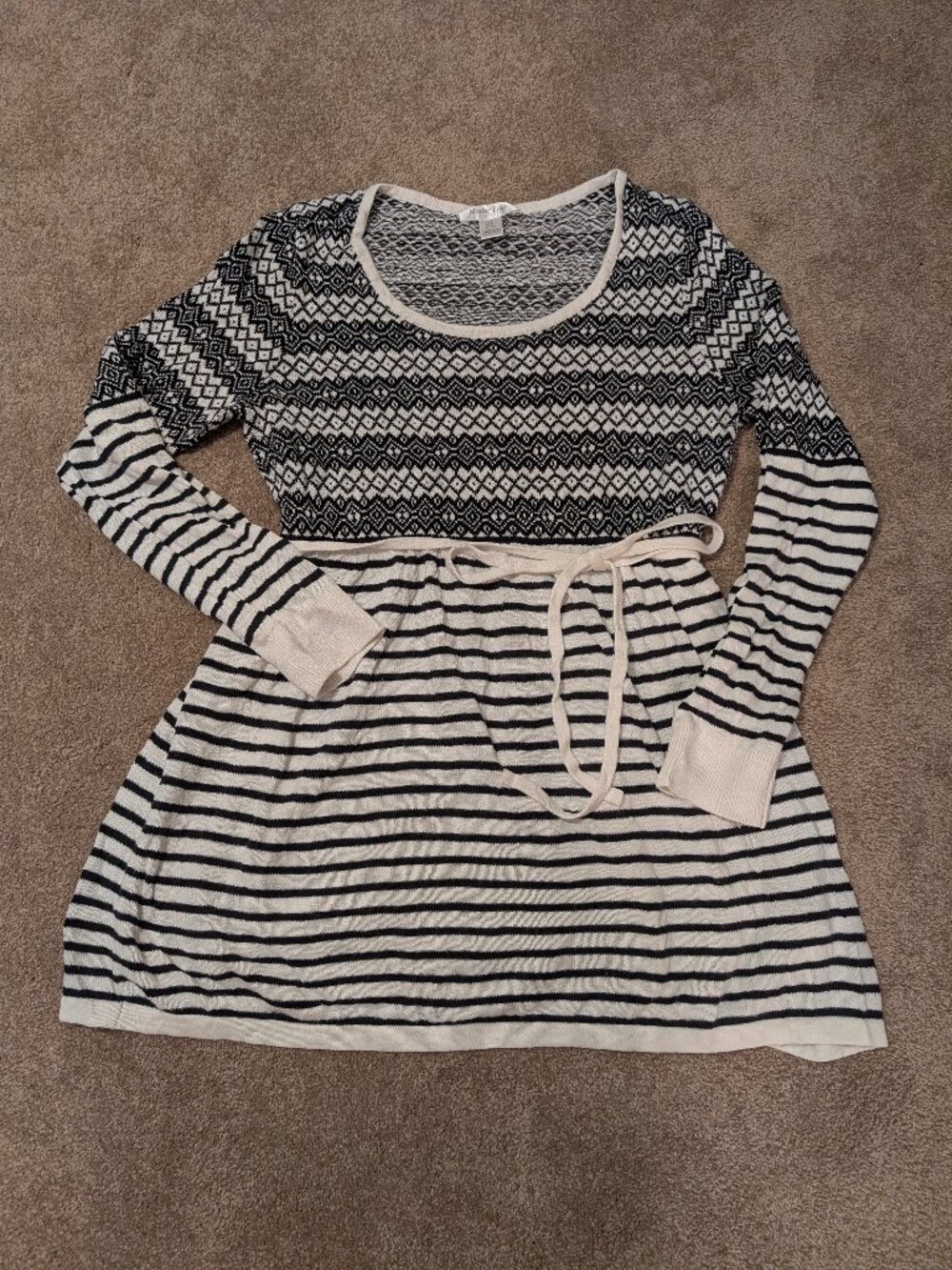 Motherhood Maternity Sweater black white striped size small